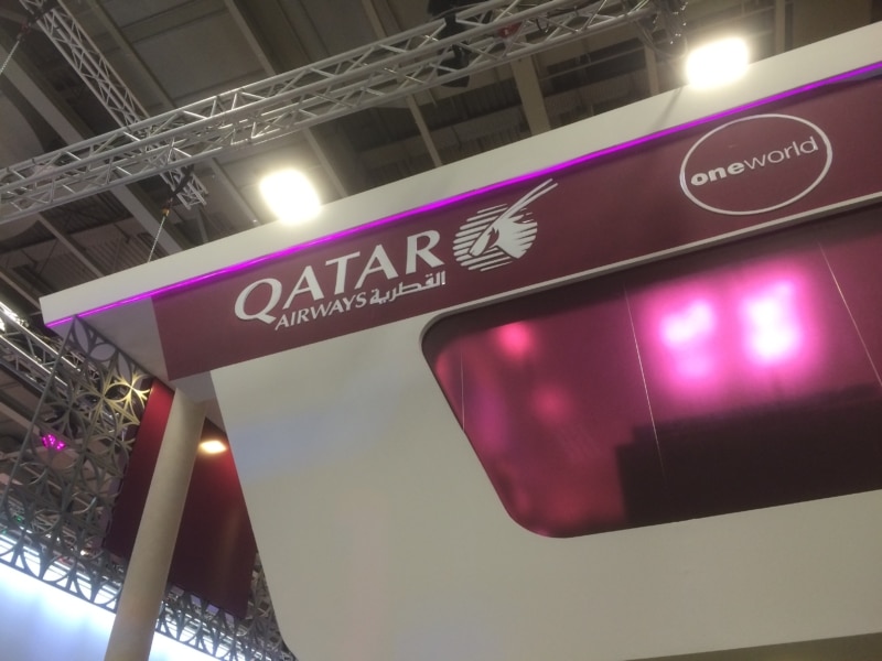 Auch die großen Fluglinien sind auf der ITB Berlin natürlich präsent. Hier QATAR.