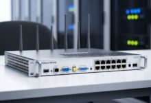 Moderne Industrie-Router-Gateways.
