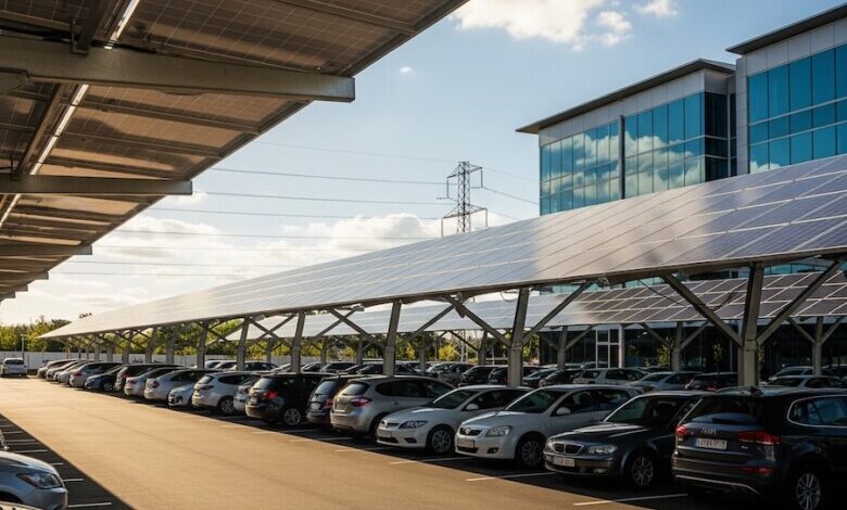 Photovoltaik für Unternehmen auf bisher ungenutzten bereits versiegelten Flächen: Parkplatzüberdachungen!