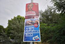 Wahlplakate für die Landtagswahl 2026 für SPD und AfD (Archiv)