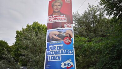 Wahlplakate für die Landtagswahl 2026 für SPD und AfD (Archiv)