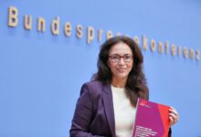 Yasmin Fahimi bei der Vorstellung der Empfehlungen der DGB-Rentenkommission am 28.10.2026