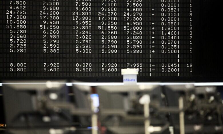 Anzeigetafel in der Frankfurter Börse